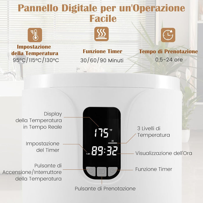 Scaldasalviette Secchio 20L con Luce LED, Secchio Scaldasalviette Elettrico per Bagno e Spa, Scalda Asciugamani con Timer, Blocco per Bambini, per 2 Asciugamani, Bianco