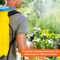 Pompa a Spalla Manuale 16L per Nebulizzazione e Irrorazione – Nebulizzatore a Pressione per Disinfestazione e Giardinaggio con Ugello in Ottone Regolabile
