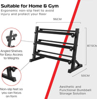 Rack manubri 3 livelli – 600 kg – nero