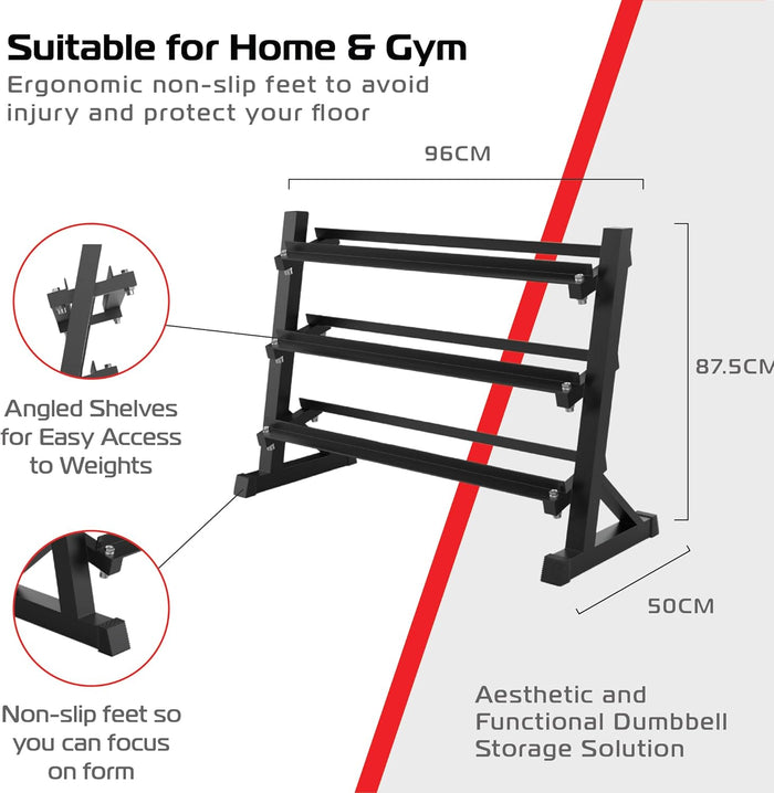 Rack manubri 3 livelli – 600 kg – nero