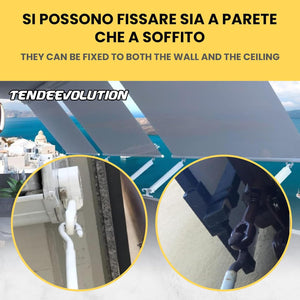 Coppia Supporti Tenda da Sole a Caduta | Nero | Inclusi Arganello & Perno Estraibile