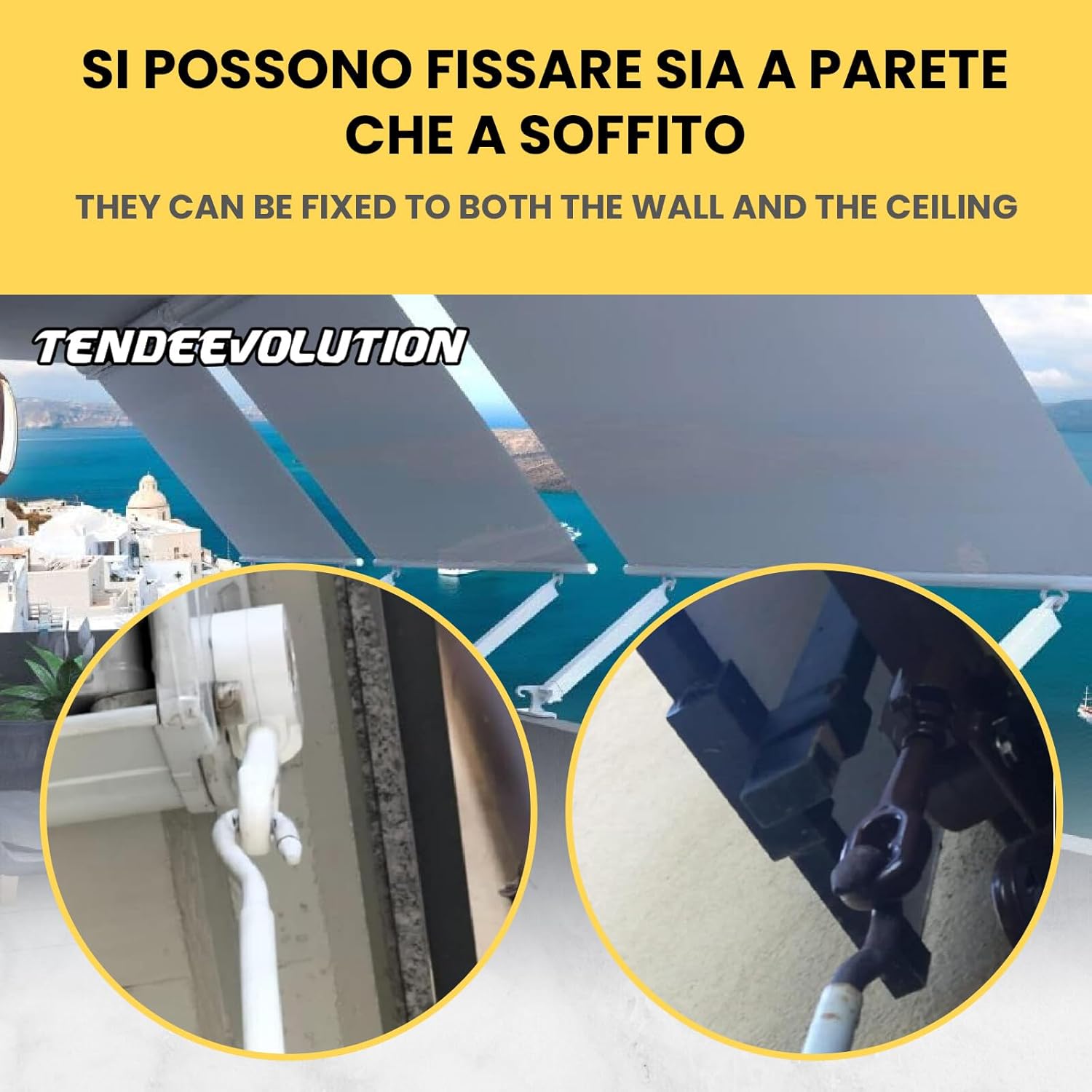 Coppia Supporti Tenda da Sole a Caduta | Avorio | Inclusi Arganello & Perno Estraibile