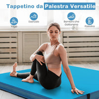 Tappetino FitnessPieghevole, Materassino per Ginnastica e Acrobatica con Rivestimento in Pelle Sintetica e Maniglie, per Esercizi a Casa per Yoga, Stretching e Pilates