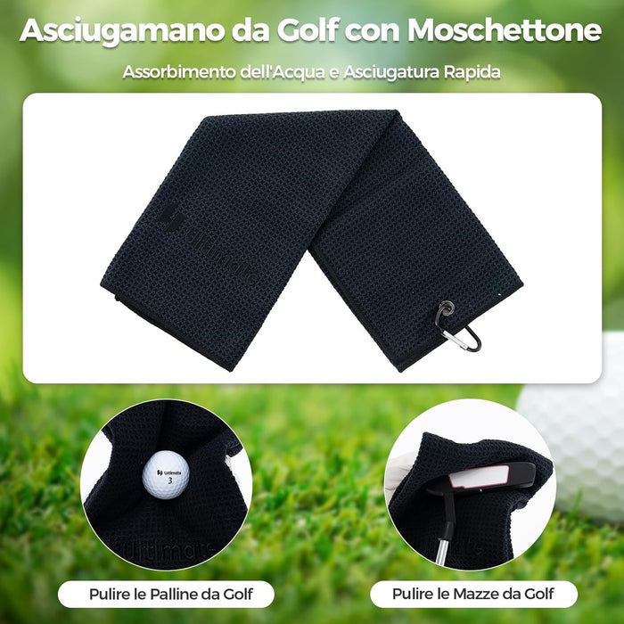 Set Completo da Golf, Tee da Golf, Asciugamano, Cintura da Golf, Cappello da Golf, Attrezzo per Divot, Segnapallina & Borsa Portaoggetti, Scatola Regalo Golf per Uomo e Donna