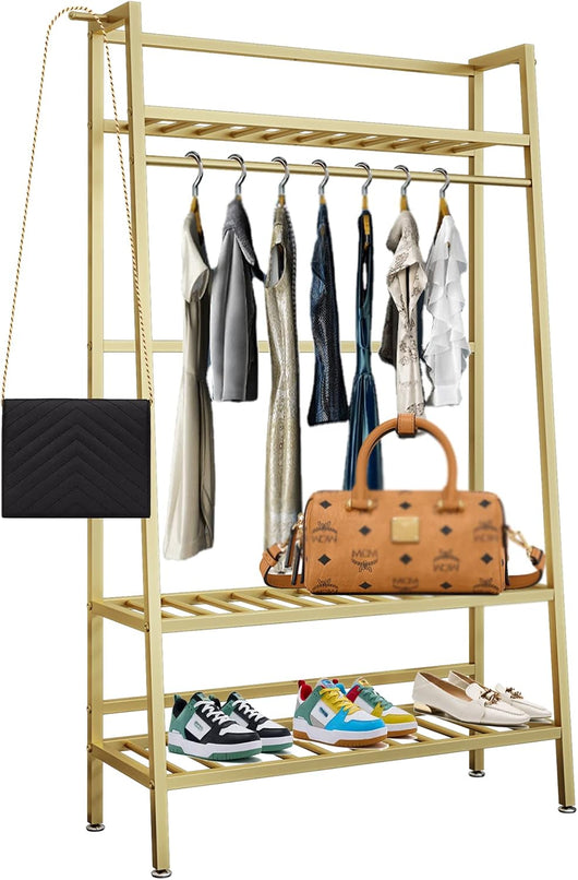 Appendiabiti Appendiabiti Appendiabiti in Metallo Pesante Appendiabiti per la casa, per la Camera da Letto, con 2 Ripiani e 3 ripiani/120 * 38 * 170 cm