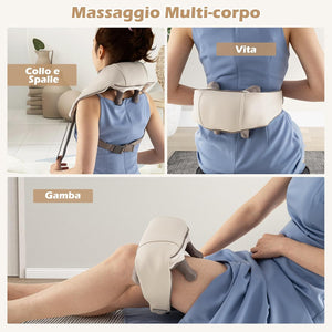 Massaggiatore Cervicale, Massaggiatore Shiatsu per Collo e Spalle Senza Fili con Impasto Profondo 4D dei Tessuti con Riscaldamento, 2 Modalità e 2 Livelli di Intensità (Beige)