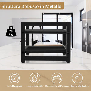 Portabottiglie per Vino in Metallo, Scaffale per Vino 8 Bottiglie con Piedini Regolabili e Superficie Antiruggine, per Cucina, Sala da Pranzo, Cantina, 42,5 x 24,5 x 20,5 cm