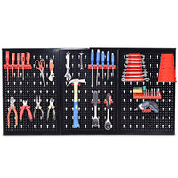 Pannello forato portautensili da parete 17pz con ganci, Pannello attrezzi da parete per officina garage 120x60cm-Deposito utensili Tool