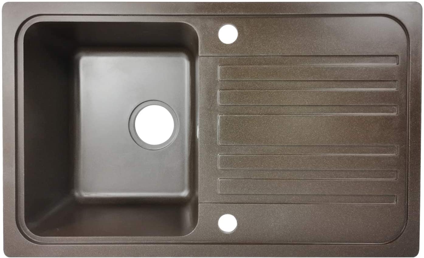 Lavello in granito con 1 vasca e gocciolatoio 76 x 46 cm per lavello cucina da incasso o sottopiano marrone attrezzatura da cucina 01_0000186