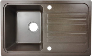 Lavello in granito con 1 vasca e gocciolatoio 76 x 46 cm per lavello cucina da incasso o sottopiano marrone attrezzatura da cucina 01_0000186