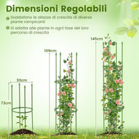 2 Tralicci per Pomodori 145 cm, Obelisco per Piante Rampicanti in Metallo Rivestito in PE, Trellis da Giardino per Verdure, Viti, Fiori e Piante