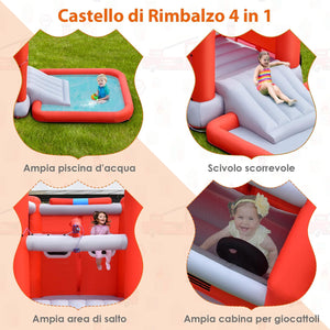 Castello Gonfiabile per Bambini, Casa Gonfiabile con Scivolo, Piscina, Area per Saltare, con Borsa di Trasporto e Kit di Riparazione, per 3 Bambini di 3-10 Anni