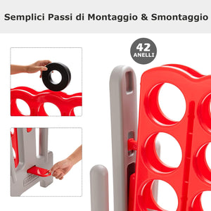 Forza 4 Gigante da 104 cm per Bambini e Adulti, Set Forza 4 per Interni ed Esterni con 42 Anelli Giganti e Dispositivo di Scorrimento a Sgancio Rapido, Perfetto per Feste e Vacanze, Rosso