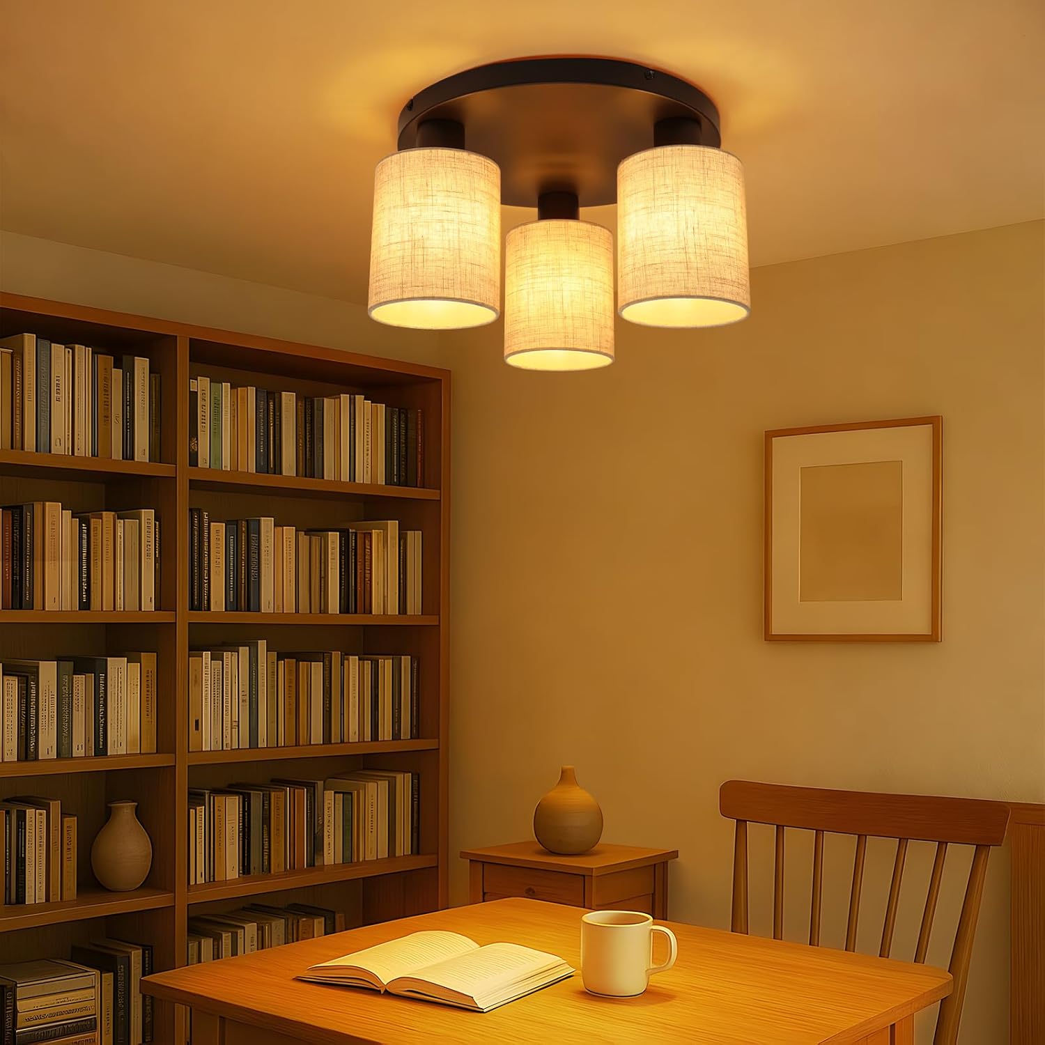 ZMH Lampada da soffitto vintage nera 3 luci E27 senza lampadine