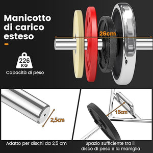 Barra della Trappola Olimpica, Olympic Hex Trap Bar in Acciaio con Maniglie Piegehvole, Barra Sollevamento Pesi, Capacità di Carico 226 kg(Argento)