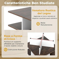 Tavolino da Caffè a 2 Livelli, Tavolo da Salotto con 4 Scomparti per Storage e Base a Croce, Tavolo Moderno per Studio, Ufficio e Soggiorno, Marrone e Bianco