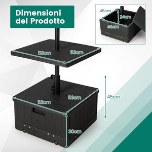 Base per Ombrellone, con Tavolino e Sacca Ponderata, Supporto per Ombrellone 45L di Acqua, 67 kg di Sabbia, Base Ombrellone 3 in 1 con Vassoio, per Ombrellone 38 mm/48 mm