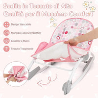 2-in-1 Sdraietta per Bambini, Sdraietta per Neonati Portatile con Schienale Regolabile a 3 Livelli, Sdraietta Pieghevole con Giocattoli, con Cintura di Sicurezza, per Bambini 0-6 Mesi (Rosa)