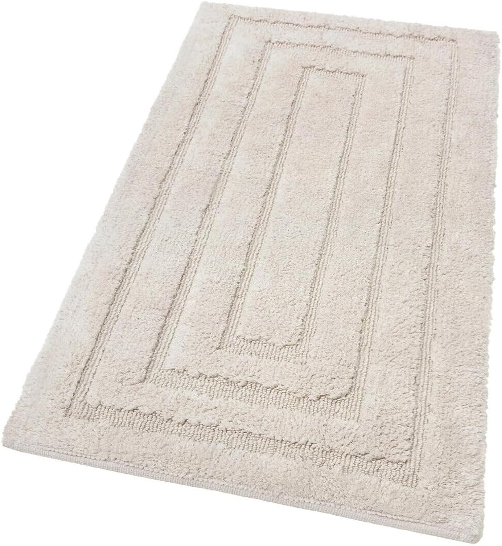 Tappeto Bagno 50x80 cm Puro Cotone Elegante Lussuoso Morbido Scendiletto Antiscivolo Beige