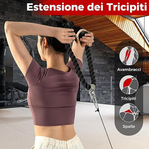 Set di Accessori per Macchine a Cavi, Accessori per LAT Pulldown incl. Maniglia a Forma di V, Barra Rettangolare, Corda per Tricipiti e Maniglia a Doppio D, Accessori per Macchine da Allenamen