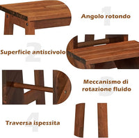 Scaletta Pieghevole, 3 in 1 Scaletta e Sgabello in Legno di Gomma Multifunzione, 3 Gradini, Reversibili Impugnatura, Capacità di Carico 310 kg, Ideale per Studio, Soggiorno (Caffè)