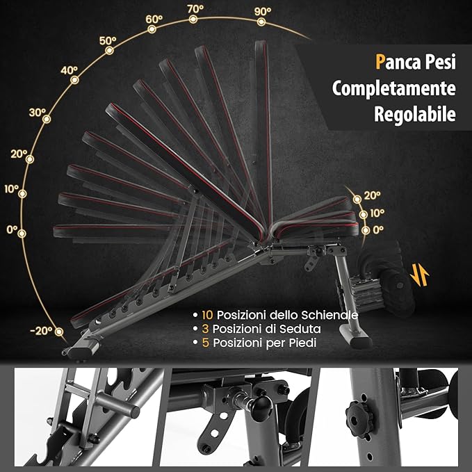 Panca Regolabile, Panca per Pesi Multifunzione, Panca Pesi Panca Fitness, Fino a 300kg, Ideale per Casa Ufficio
