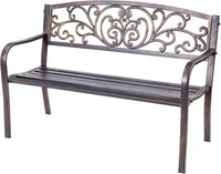 Panchina da Esterno, Panchina in Metallo Verniciato con Schienale Bello, Sedile Ampio e Braccioli Ergonomici, Panca da Giardino, Balcone e Cortile, 126 x 60 x 85 cm (Bronzo)