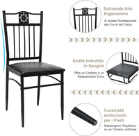 Set Tavolo e Sedie da Pranzo 5 Pezzi, Tavolo Cucina Rettangolare 110 cm con Sedie Imbottite per 4 Persone, Set Mobili Salvaspazio per Soggiorno Cucina Bar Ristorante (nero)