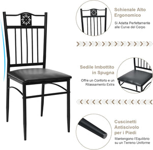 Set Tavolo e Sedie da Pranzo 5 Pezzi, Tavolo Cucina Rettangolare 110 cm con Sedie Imbottite per 4 Persone, Set Mobili Salvaspazio per Soggiorno Cucina Bar Ristorante (nero)