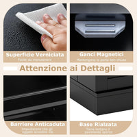 Armadietto Dispensa Alto 104 cm, Mobiletto da Cucina con Ante e Ripiani Regolabili, Credenza Autoportante per Sala da Pranzo, Soggiorno, Camere da Letto, 59 x 30 x 104 cm (Nero)