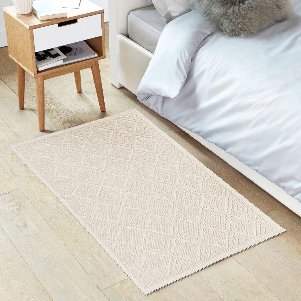 Tappeto Camera Scendiletto Bagno 60x135 cm Puro Cotone Lavabile Elegante Assorbente