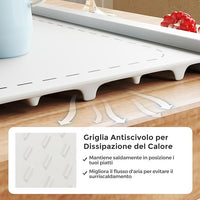 Vassoio Riscaldante Elettrico, Tappetino Riscaldante in Silicone Portatile, con Temperatura Regolabile Timer e Blocco per Bambini, per Buffet, Feste e Cucina (60 x 44 cm,Bianco)