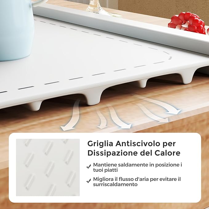 Vassoio Riscaldante Elettrico, Tappetino Riscaldante in Silicone Portatile, con Temperatura Regolabile Timer e Blocco per Bambini, per Buffet, Feste e Cucina (60 x 44 cm,Bianco)