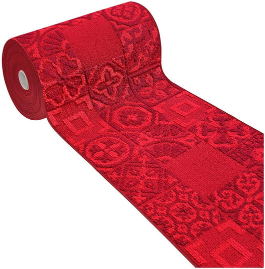 Tappeto Cucina 3D Passatoia Antiscivolo Piastrella Maiolica Bordeaux 50x75 cm