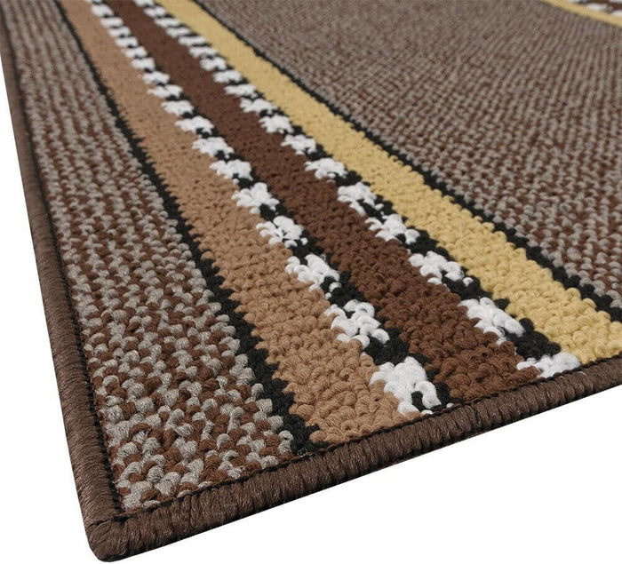 Tappeto Cucina 57x330 cm Antiscivolo Made in Italy Passatoia Corsia Bordata Ingresso Lavabile Marrone