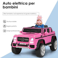 Mercedes Benz Macchina Elettrica per Bambini 12V, Veicolo Elettrico con Luci LED e Chiusura di Sicurezza, Macchina Cavalcabile per Bambini 3-8 Anni (Rosa)