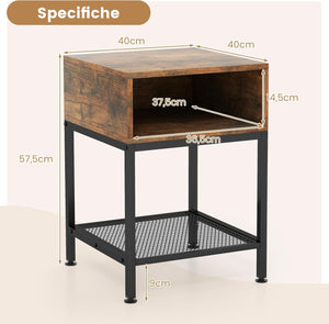 Scaffale per Cucina in Acciao Legno a Ripiani Carrello per Microonde Scaffalature Fioriera Salvaspazio, per Cucina e Soggiorno, Vintage (2 Ripiani + Cassetto)