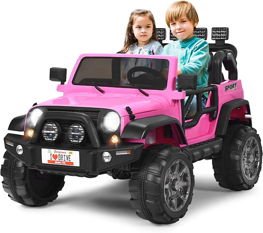 Auto Macchina Elettrica per Bambini 12V, Veicolo Elettrico a Batteria a 2 Posti, con Telecomando 2,4 G, Porta USB e AUX, per Bambini 3+ Anni (Rosa)
