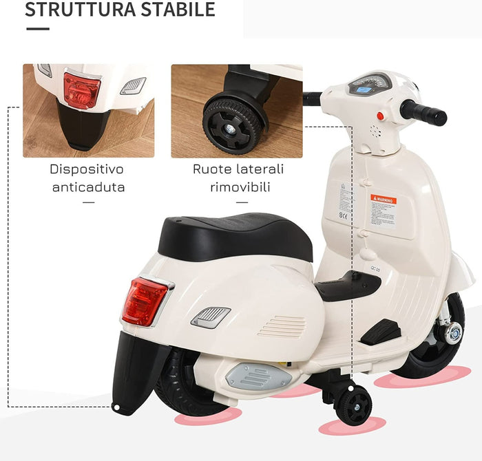Moto Giocattolo per Bambini 2 Anni 1 Anno 3 Anni elettrica cavalcabile Vespa elettrica per Bambini 1 Anno 2 Anni 6 volt