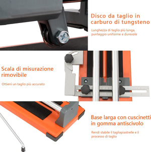 Tagliapiastrelle Manuale Professionale di 61 cm, diagonale di 40,5cm, con scala graduata Precisa rimovibile, rotella di taglio in carburo di tungsteno, per piastre di pavimento e soffitto