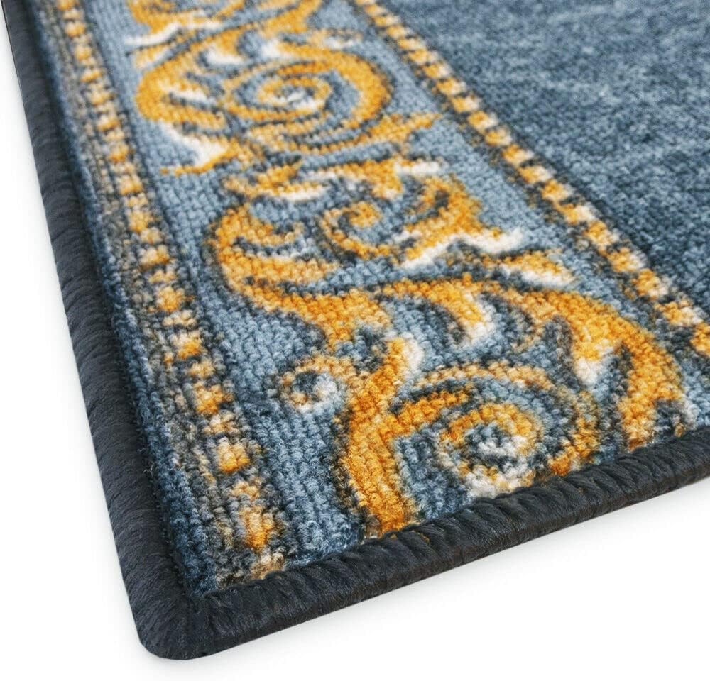 Passatoia Scala Bordata 67x40 cm Ingresso Corridoio Tappeto Cucina Gradini Stile Barocco Grigio