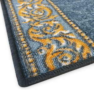 Passatoia Scala Bordata 67x1000 cm Ingresso Corridoio Tappeto Cucina Gradini Stile Barocco Grigio