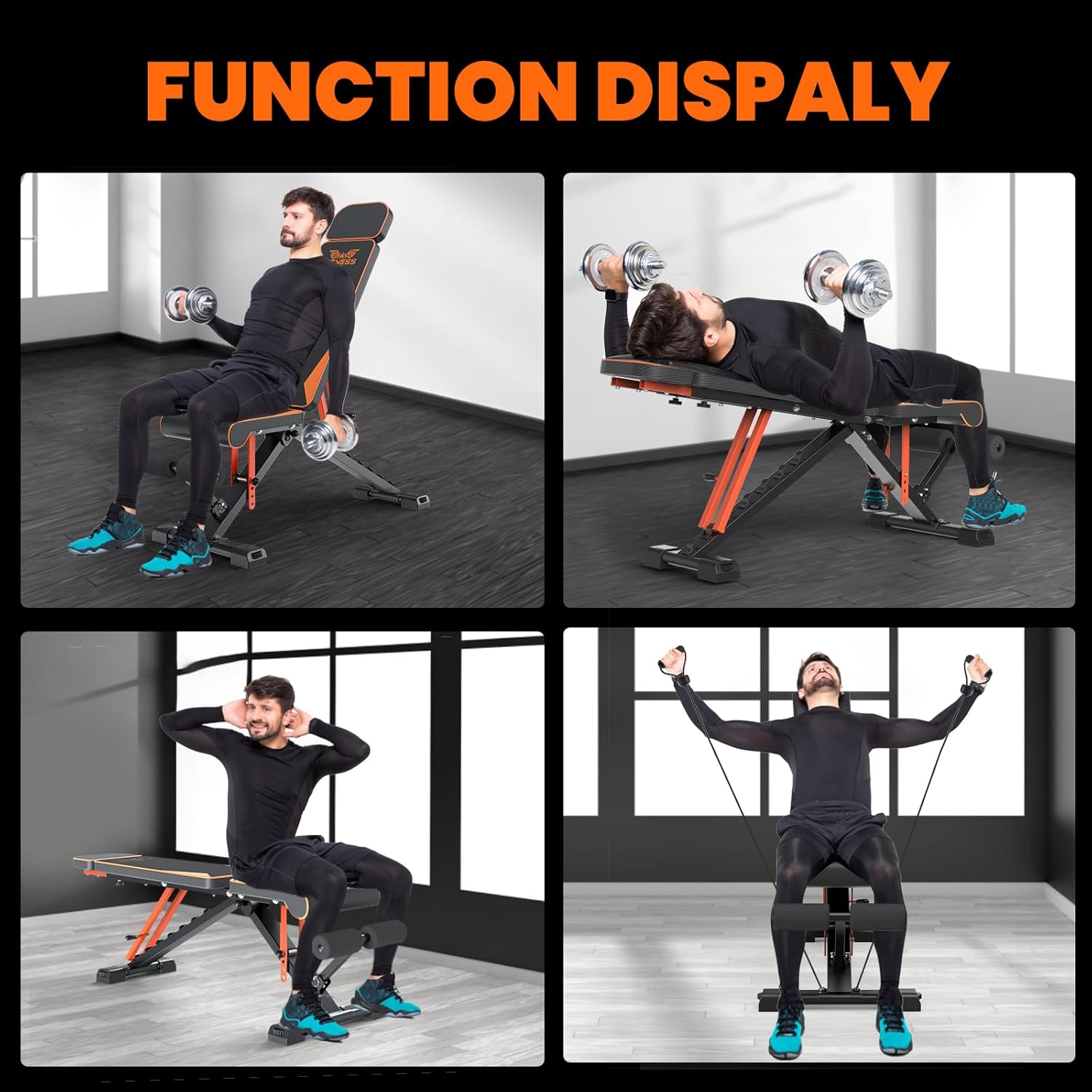 Panca Palestra Pieghevole - RATTANTREE - Panca da allenamento regolabile per tutto il corpo, stabile, chiusura veloce, per allenare la forza, sit up, bench