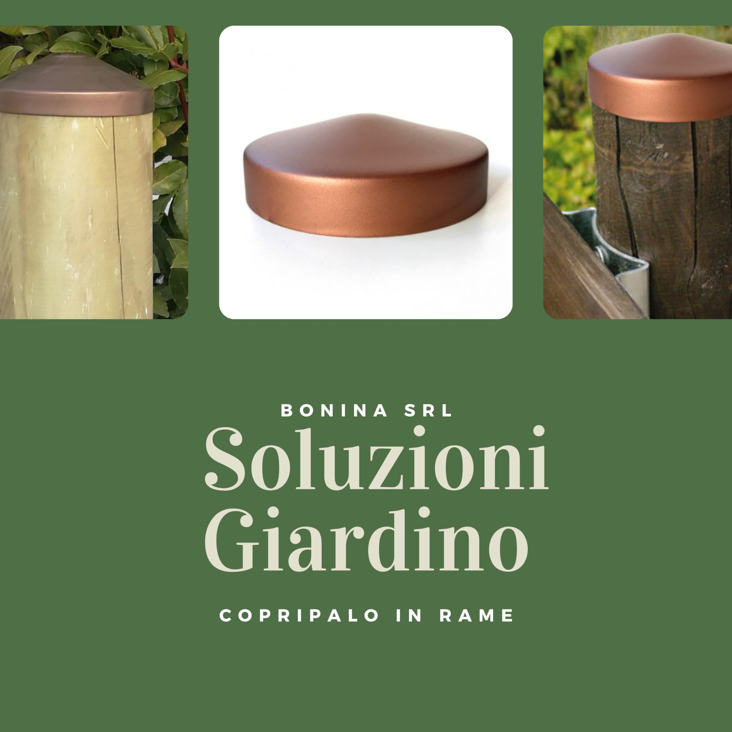 Copripalo Pali per Recinzioni rotondi, Tappo per Pali in Rame ø80 mm, Copertura Pali in Legno per Recinzione
