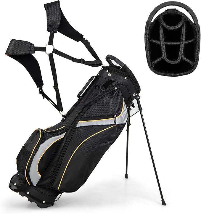 Borsa da Golf a 8 Vie, Borsa da Golf Portatile Leggera da 2 kg con Separatori Superiori, 7 Tasche, Borsa Frigo e Cappuccio Antipio