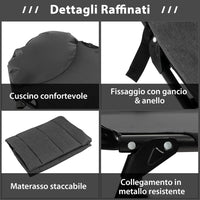 Brandina da Campeggio Pieghevole con Materasso Rimovibile, Poggiatesta, Schienale Regolabile in 6 Posizioni e Copripiedi Girevole a 360°, per Campeggio, Ufficio e Ospiti (Grigio)