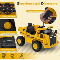 12V Caterpillar Veicolo da Costruzione Elettrico, Macchina Elettrica per Bambini con Telecomando Paletta e Cassone Basculante, 3-4 km/h, per Bambini 3-6 Anni