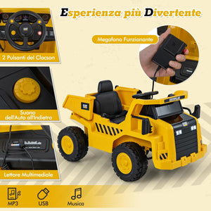 12V Caterpillar Veicolo da Costruzione Elettrico, Macchina Elettrica per Bambini con Telecomando Paletta e Cassone Basculante, 3-4 km/h, per Bambini 3-6 Anni