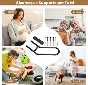 Corrimano per Scala, Ringhiera a Forma di U per 1-3 Gradini per Portico, Corrimano da Parete in Metallo Pesante per Anziani, Bambini e Feriti, 71 x 46 x 8 cm