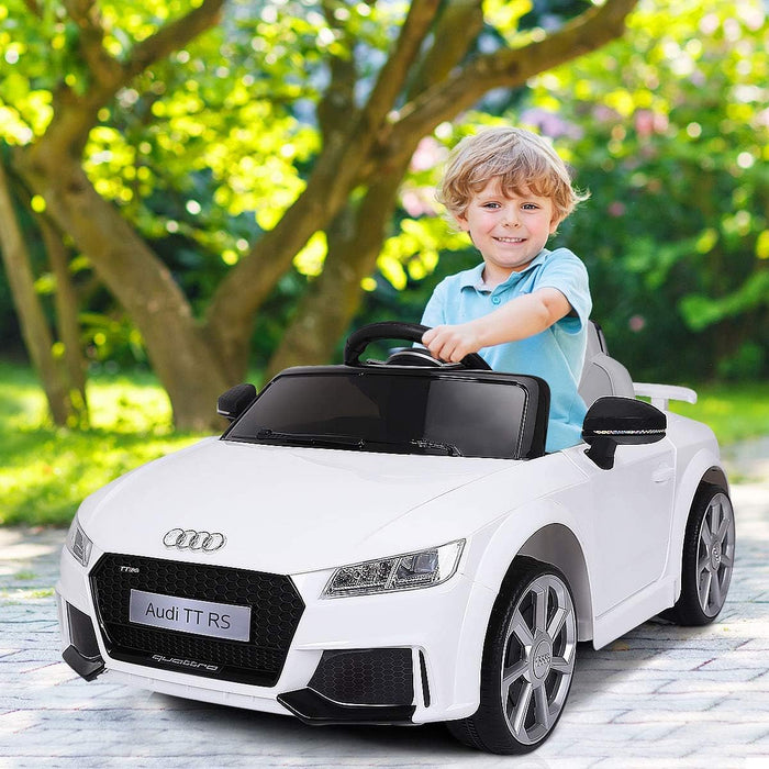 Audi 12V Auto Elettrica per Bambini, Macchina Elettrica con Velocità 2,5-5 km/ora, con Telecomando USB MP3 Luci LED (Bianco)